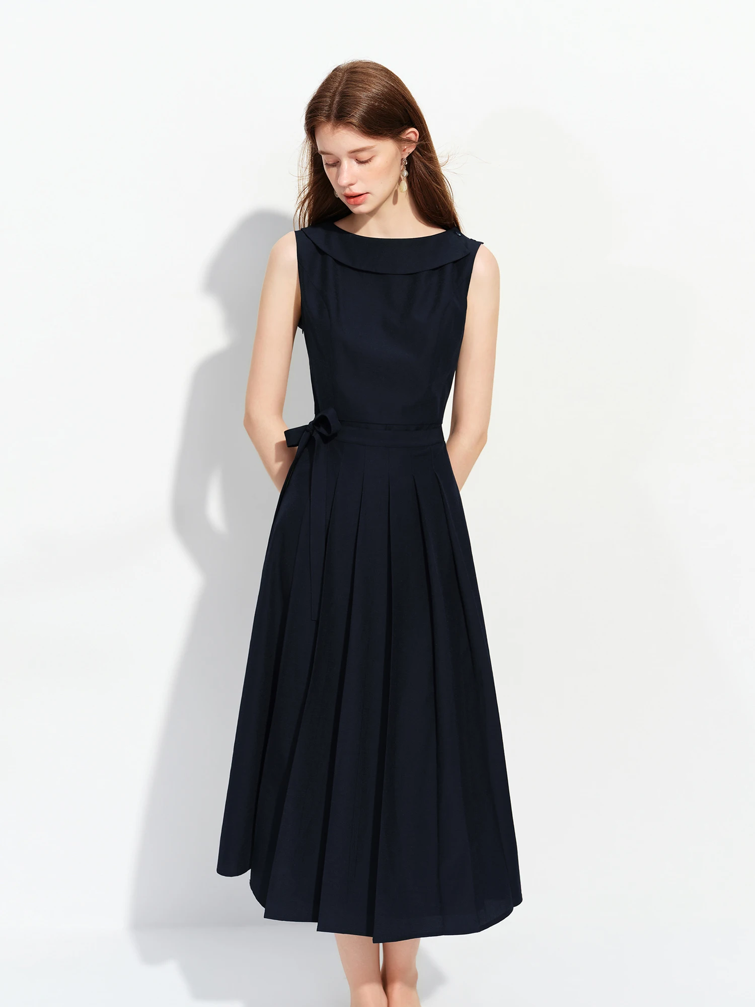 preppy formal dress FSLE 2026 Summer Women's Sleeveless with Waist Pleats - Elegant Classic Style for Office Commute Daily Wear Pink
