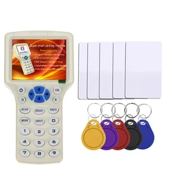 English 10 Frequency RFID Reader Writer Copier Duplicator IC/ID with USB Cable for 125Khz 13.56Mhz Cards LCD Screen