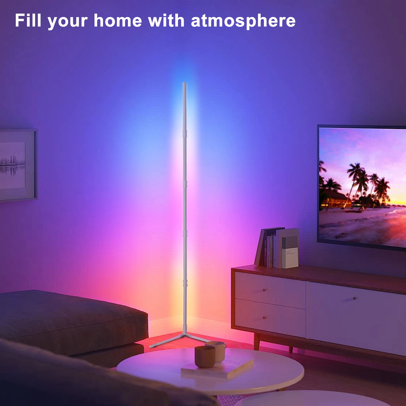 200cm Tuya RGB Floor Lamp Smart APP Remote Control Modern Corner Floor Light Atmospheric LED Stand Lighting Festival Decoration