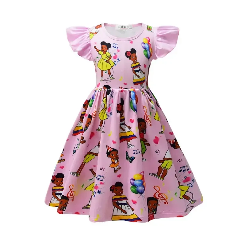 Zomer Gracie's Hoekjurk Voor Baby Meisje Kostuum Zomer Kid Up Cartoon Print Japon Kinderen Tuniek Kleding E