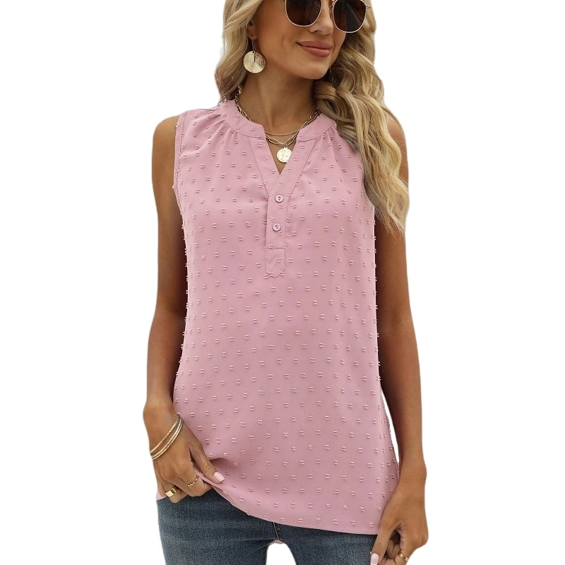 سترة نسائية صيفية جديدة ذات لون نقي شيفون فضفاضة على شكل حرف V سترة غير رسمية irt قابلة للتنفس ومريحة