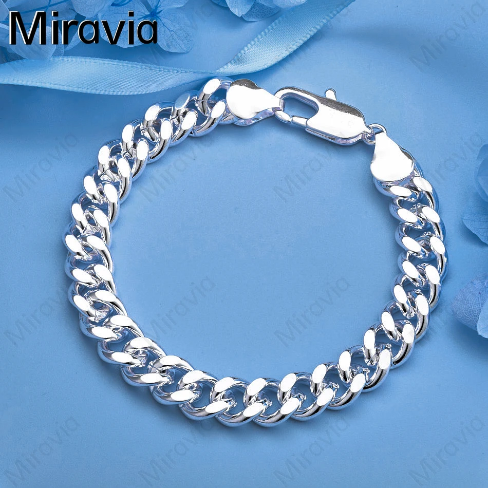

Miravia 925 Sterling Silver 10mm Cuban Chain Chain Shrimp Buckle Bracelet Personality Fashion Charm Woman Party Wedding Jewelry