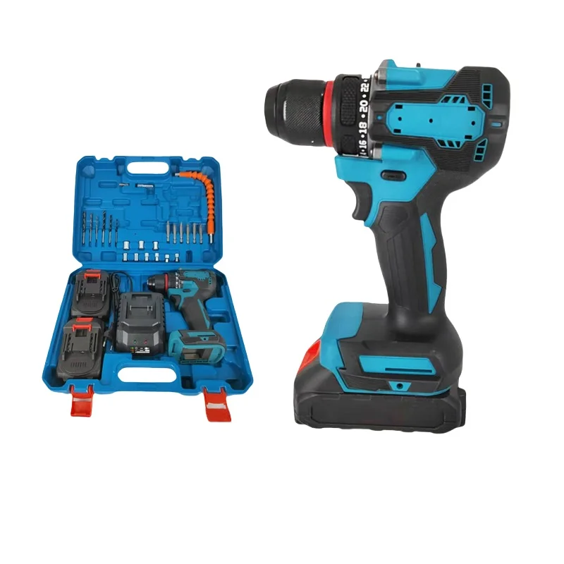 21V Home Combination Tool Set Portable Battery Cordless Drill Brushless Electric Impact Drill Metal Chuck Power Screwdriver Kits