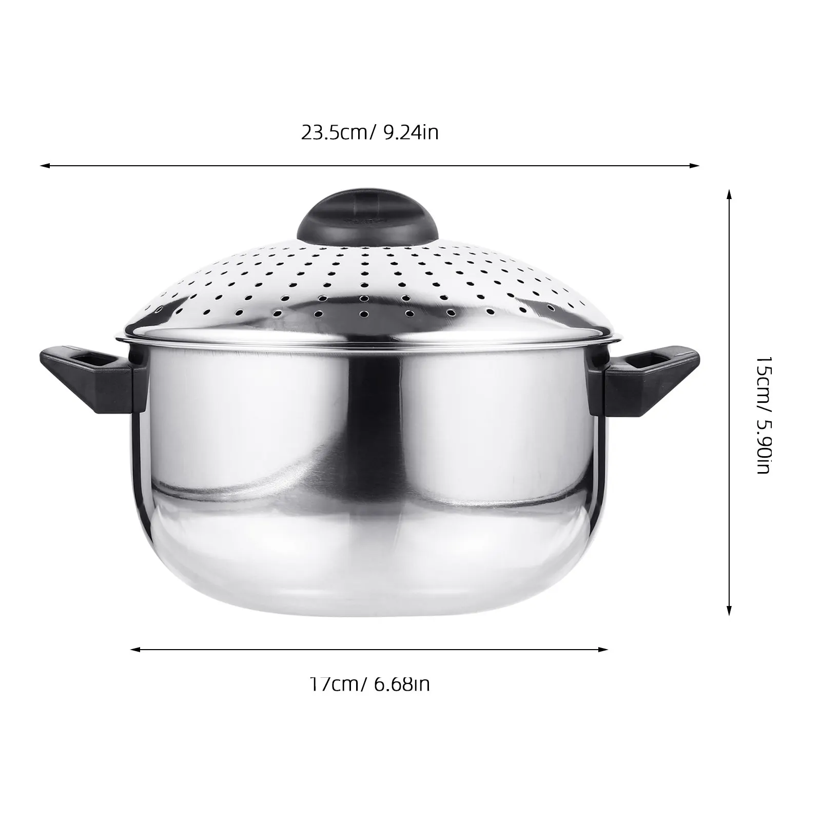 Stainless Steel Noodle Cooking Pot Lightweight Portable Non-Stick Soup Pot with Buckle Lid Rapid Drain Pasta Cooker view 2
