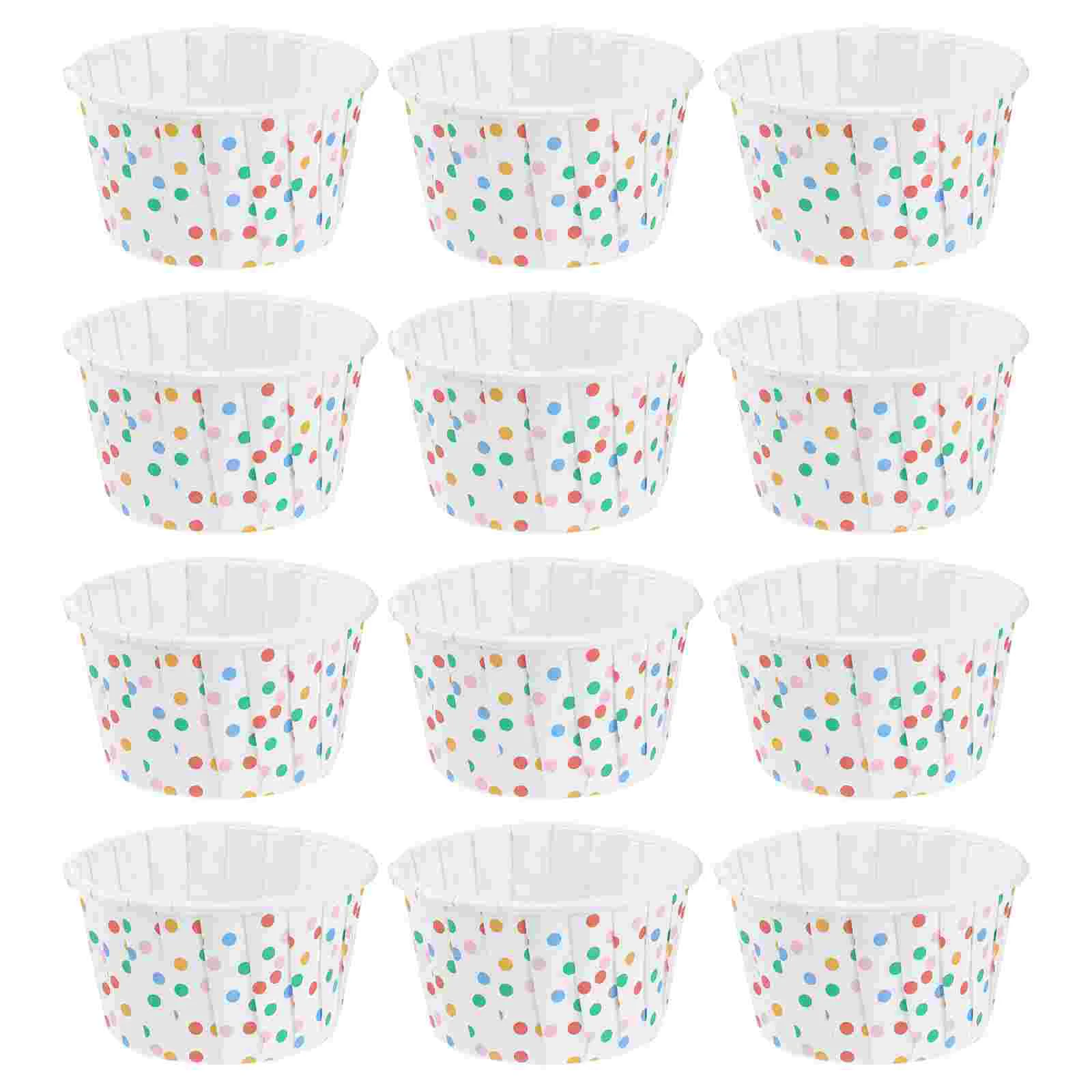 

100 Pcs Birthday Decoration Dessert Cups Paper Plastic with Lid Disposable Party Glasses Tableware Bowls Cake Pan