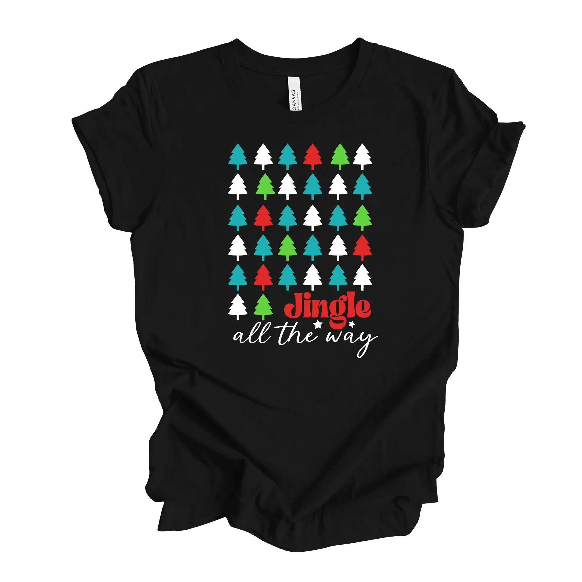 Christmas T Shirt Jingle All The Way Modern Trees Design Premium Unisex 5 Color Choices 3X 4X