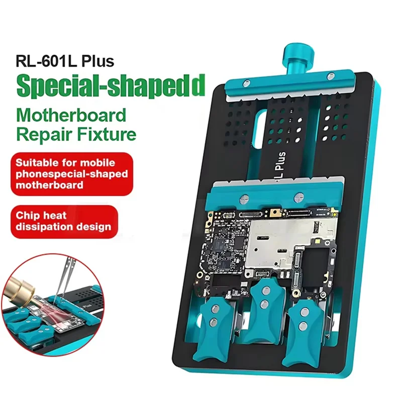 أدوات إصلاح عالمية فعالة RL-601L PLUS: تركيبات اللوحة الأم ذات الفتحة المزدوجة لشريحة الهاتف IC وحامل لوحة تهزهز PCB
