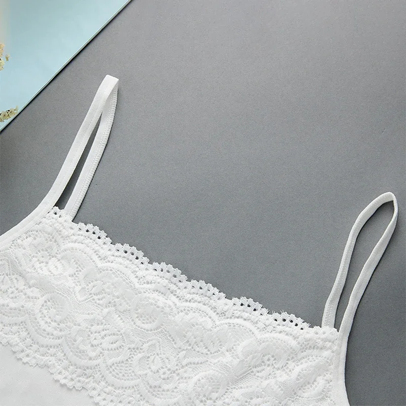 Women Camisoles Slim Fit small Top with Strap Tank Top Summer Lace Underwear Black and White Bottom Strap Vest Lace Top image 6