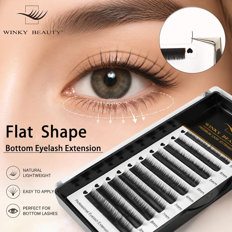 Flat Shape Bottom Eyelash Extension 0.15 0.20 Split Tips Super Soft Under Eyelashes B Curl 5-8mm Mix Classic False Eyelashes