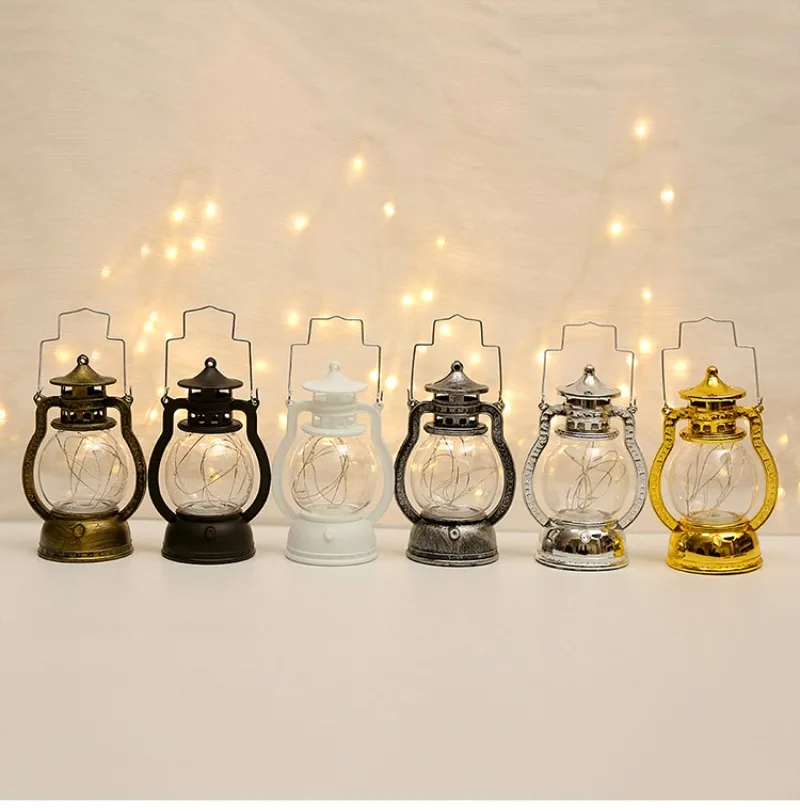 Retro Night Light Lantern Ornament Candle Holder Lamps Room Decor for Table Flame Fireplace Kerosene Lamp Home Decoration