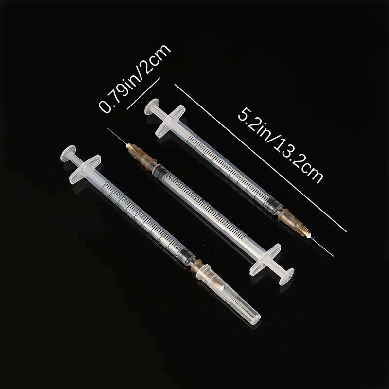 10Pcs 1ml Plastic Syringe Needle Feeder Industry Syringe With Hats Syringes With Needles Injector Veterinary Syringes