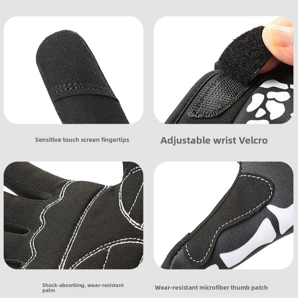 

1 пара дышащих перчаток в стиле панк со скелетом, дизайн скелета, противоскользящие велосипедные перчатки, амортизирующие черепа, когти призрака