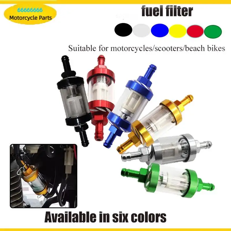 8mm CNC Aluminum Alloy Glass Gas Fuel Oil Filter Moto for Dirt Pit Bike 125/140/150/160cc CRF70 90 110 TTR100 110 KLX65