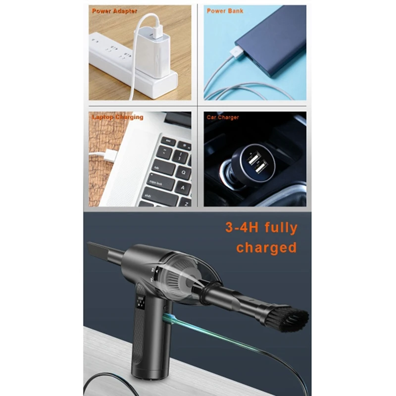 AB43 2-In-1-منفاخ الهواء-&-مكنسة كهربائية-منفاخ منفضة لاسلكي-قوي-شفط-محمول-للكمبيوتر السيارة-مكنسة كهربائية-سهلة التركيب