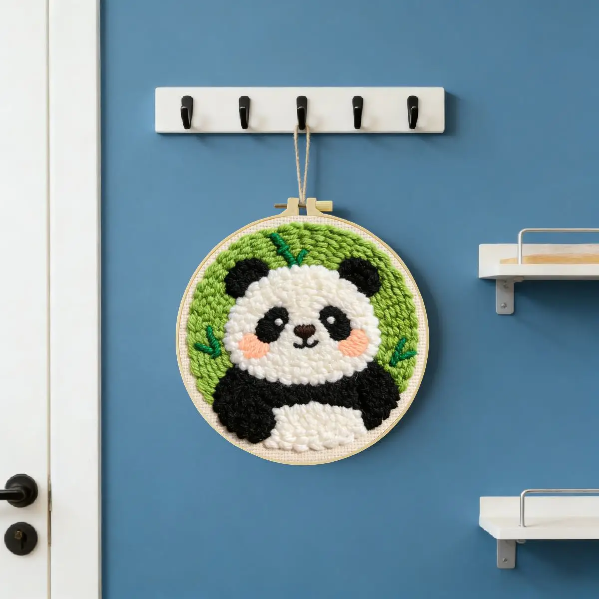 20X20CM/7,87 Zoll Tier - Panda Punch Needle Stickerei-Set, Stickerei-Kit, Gestrickte Stickerei, DIY Handgemachtes Geschenk – Detail 2