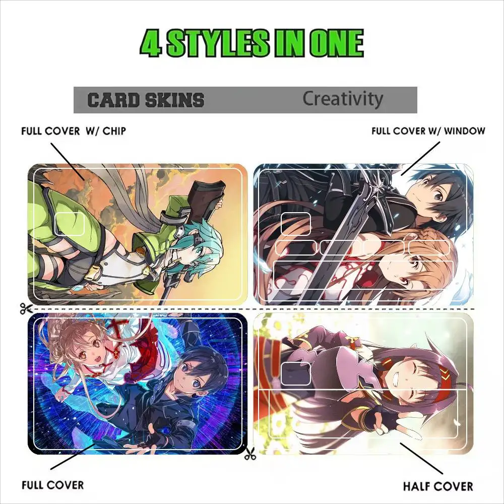 Sword Art Online Asuna Kirto  Sticker Film Tape Skin for Credit Card Debit Card Waterproof Stickers
