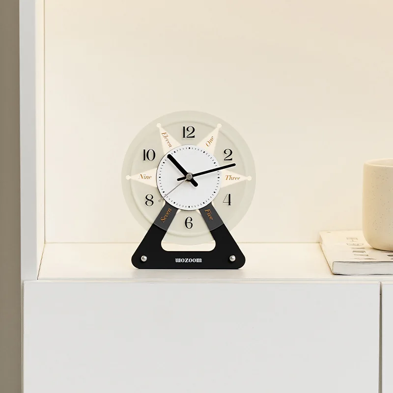 

Luxury Acrylic Table Clock Modern Home Decor for Living Room TV Cabinet Desktop Ornament Elegant Entryway Decoration