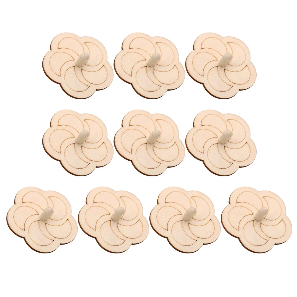 10 قطعة خشبية لتقوم بها بنفسك اللوحة غير المكتملة الجيروسكوبات الكلاسيكية الاطفال الغزل القمم الإبداعية التنسيق بين اليد والعين متعة تعليمية