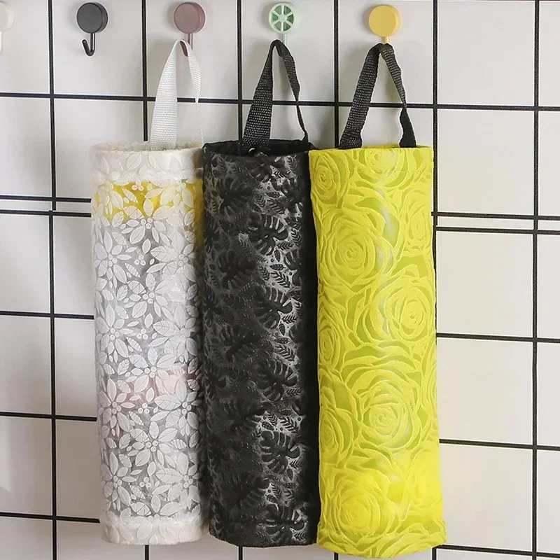 

Trash Hanging Storage Plastic Bags Organization Kitchen Dispenser Garbage Wall Mounted Grocery Holder Home Garbage Bag Organizer