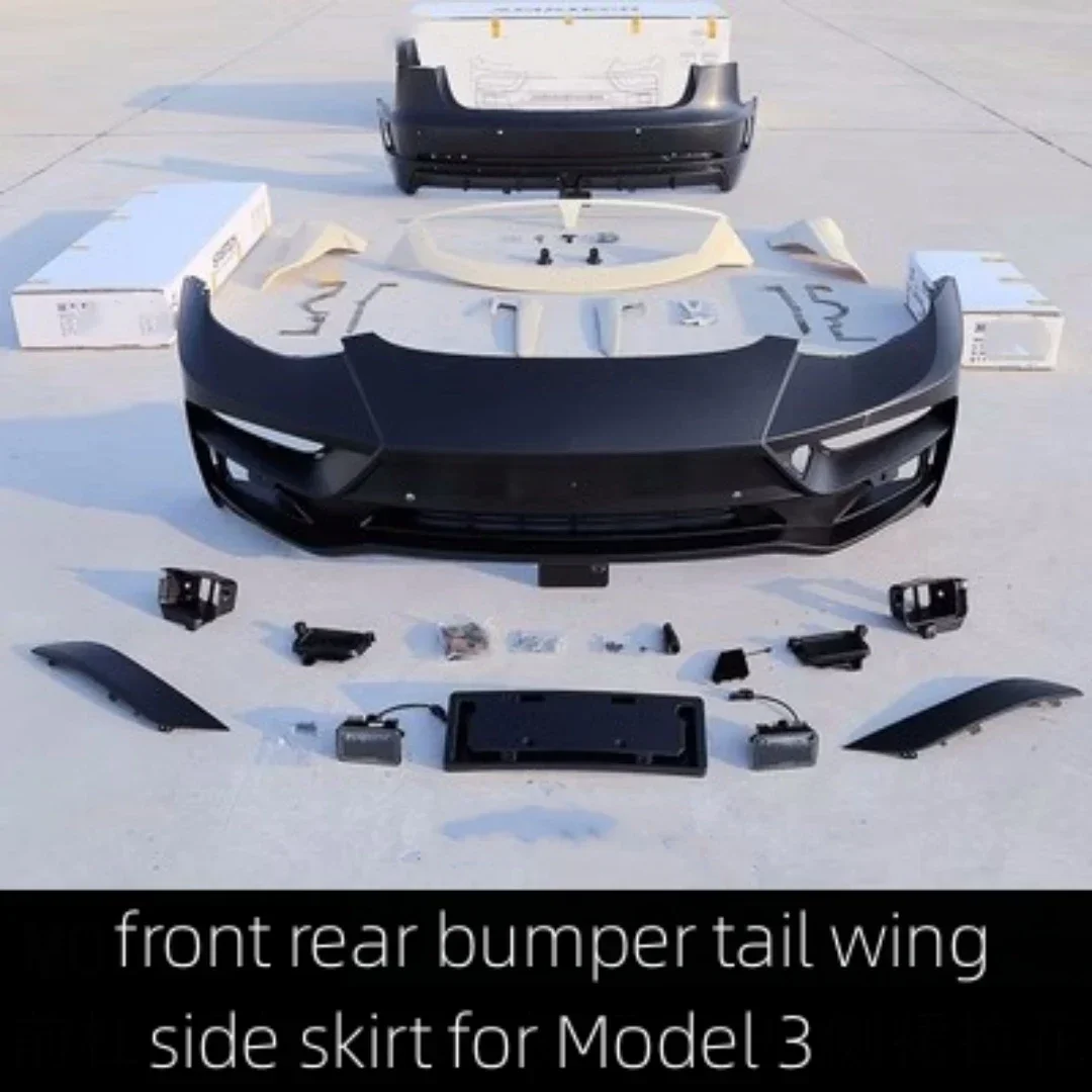Karosserie-Kit für Tesla Model 3 Model Y Upgrade Front- und Heckstoßstange Heckflügel Hecklippe Seitenschweller Auto-Zubehör