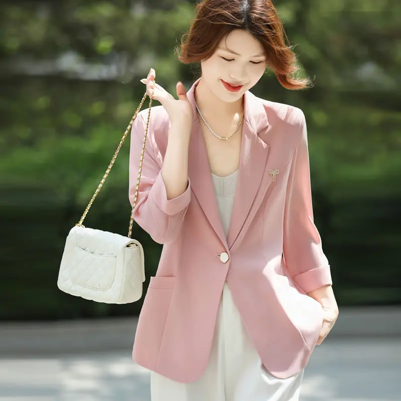 2024 Women's Summer Thin Ice Silk blazer New Fashion Slim Fit Slimming Versatile Sun Protection   blazers