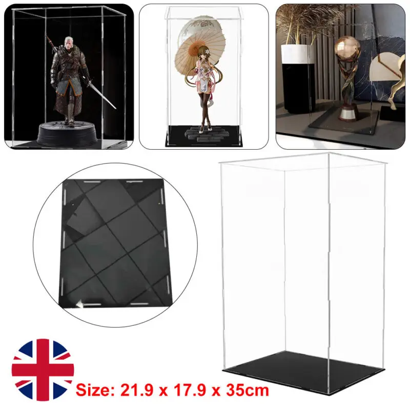 Large Acrylic Display Case Dustproof Box Perspex Clear Collectibles Model UK