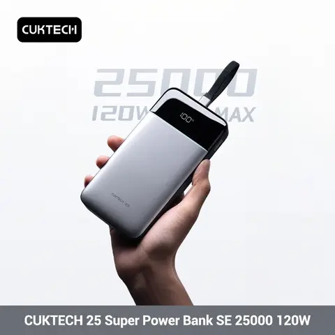 CUKTECH 25 Power Bank SE 25000 120W LPB252N Cable incorporado tipo C pantalla cargador portátil para Macbook iPhone 17 Xiaomi