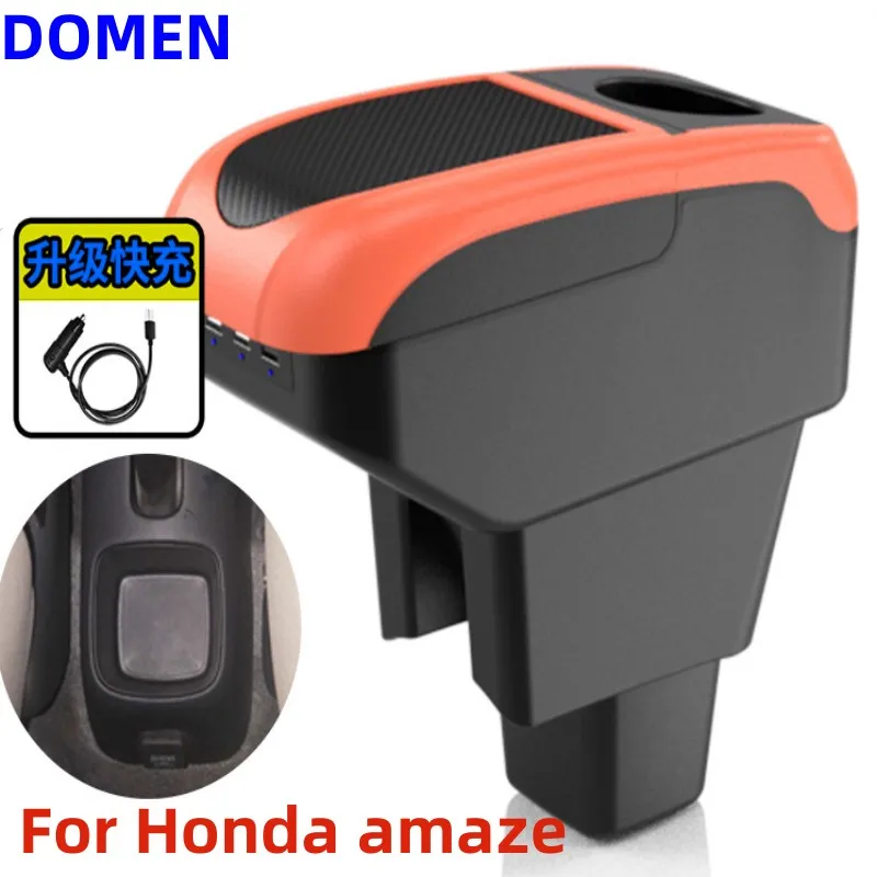 

НОВИНКА: Подлокотник для Honda Amaze, специальные модифицированные аксессуары для центрального подлокотника, большой объем, двухслойный, с USB-портом.