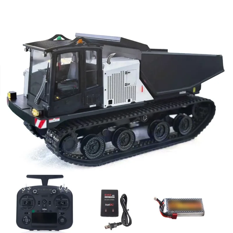 1/14 Super Frog T14R Panther RC Camion con cassone ribaltabile cingolato idraulico Radiocomandato in metallo ribaltabile Veicolo da costruzione X14 Macchina