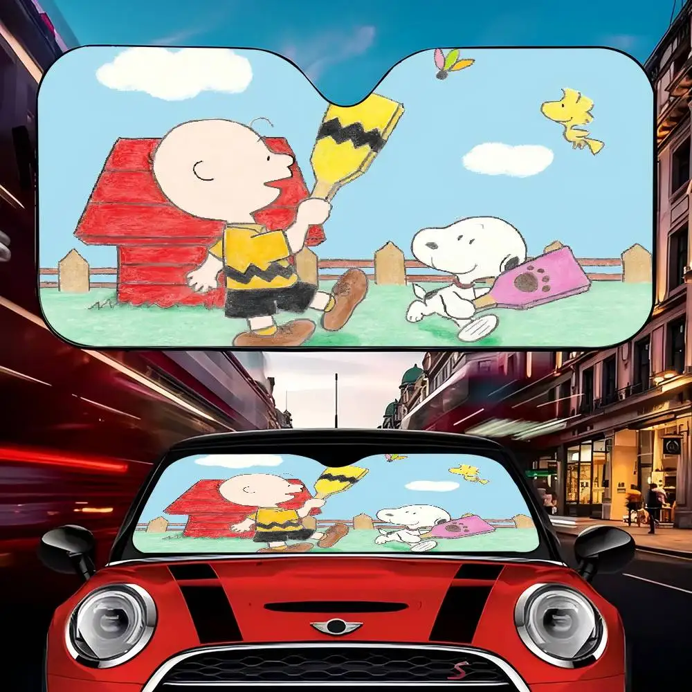 Cute Cartoon S-Snoopy Auto Windshield Sun Shade Personalized Picture Block UV Rays Sun Visor Protector Car Sunshade