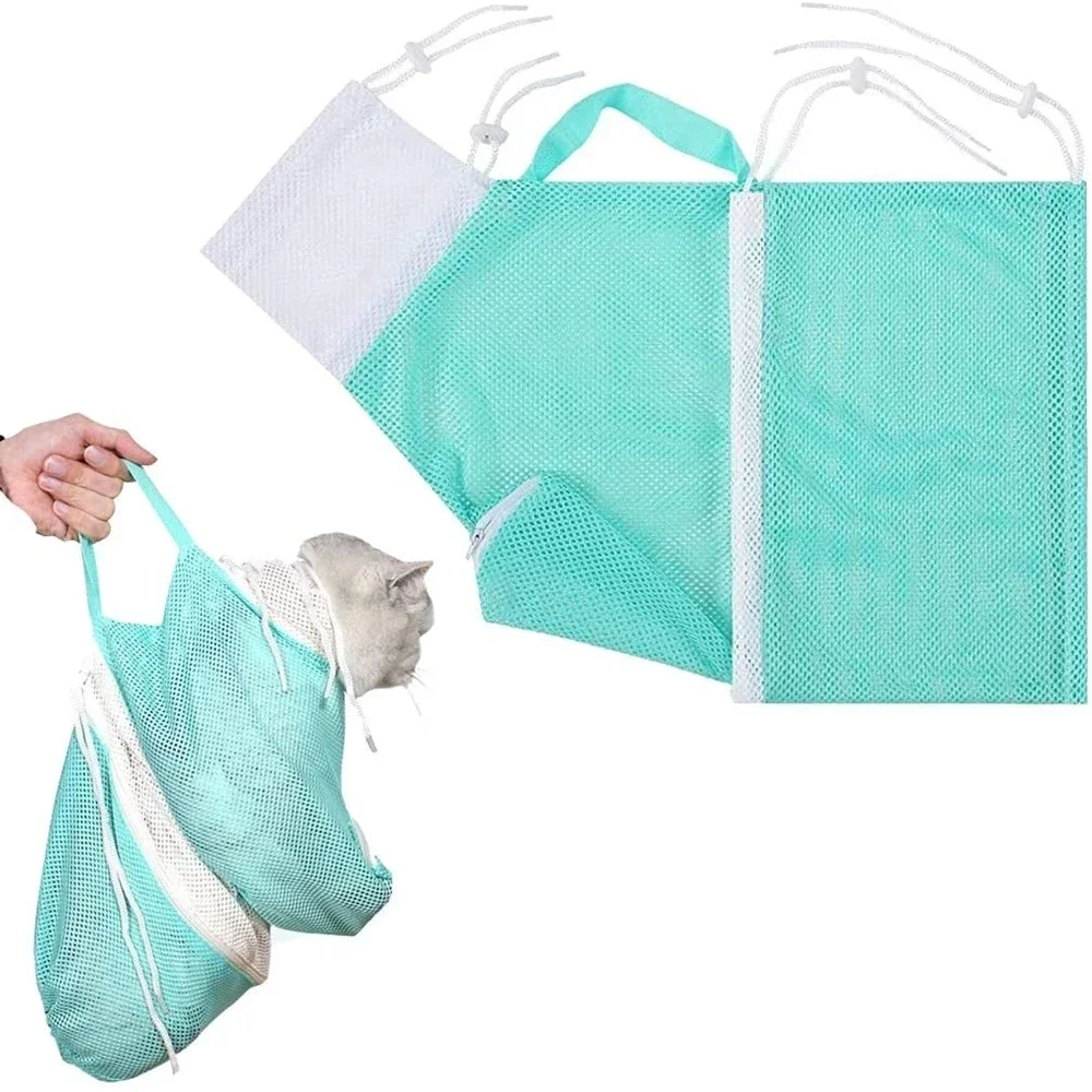 Netz-Duschbeutel für die Katzenpflege, aus Polyester, verstellbar, zur Sicherung von Welpen, verhindert Kratzen beim Baden und beim Schneiden der Krallen. – Detail 3