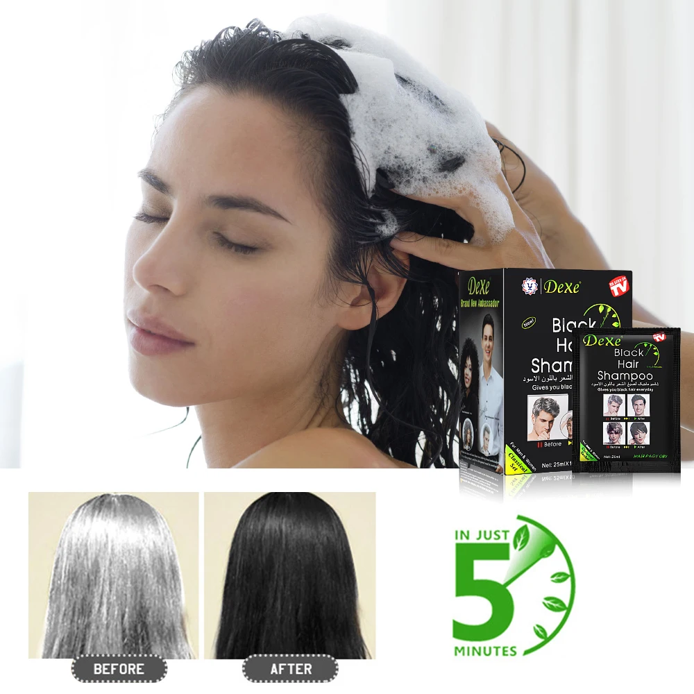 

Black Hair Shampoo for Men Women 5 Minutes Fast Become Black Hair Dye Herb Natural Hair Care Restore Colorant Shampoo 10/20pcs