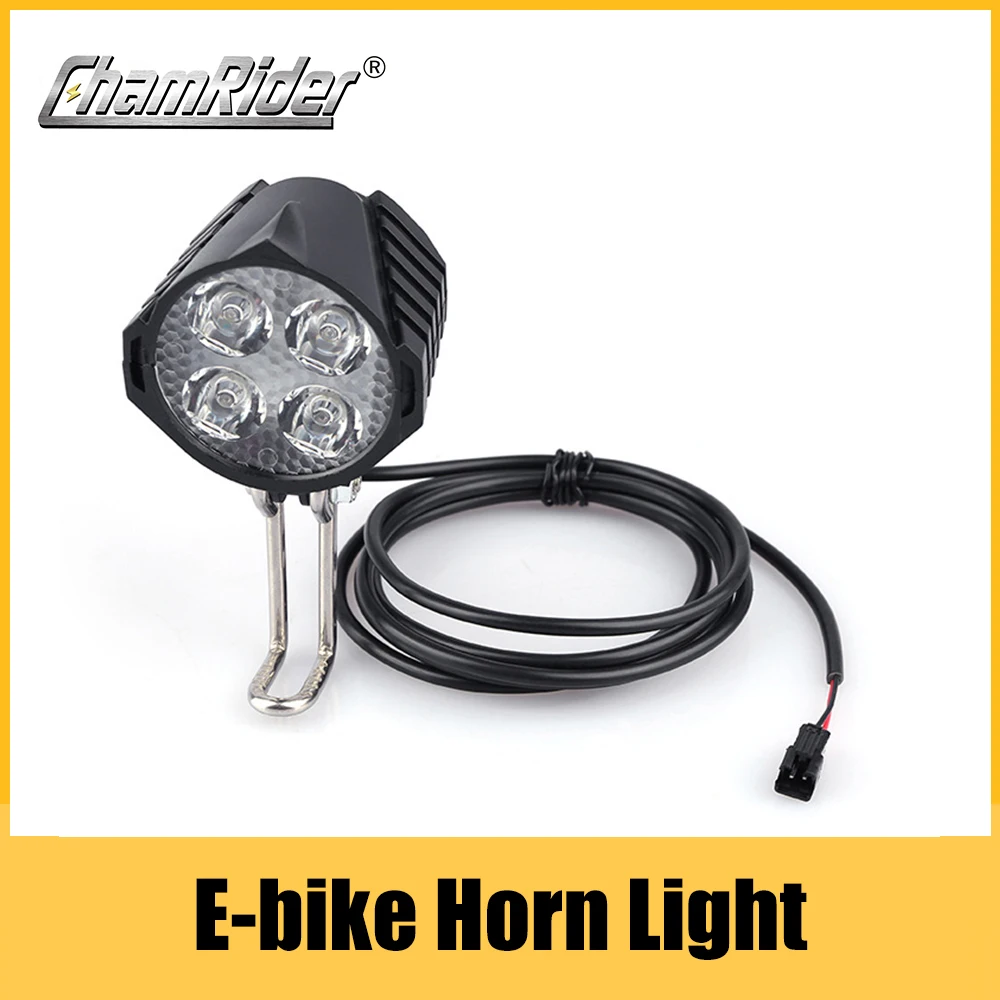 

E-Bike Horn Light Electric Bicycle Headlight 12W Waterproof 2 in 1 Horn and Light Switch Bicycle Flashlight 12V-80V