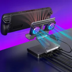 Fans Docking Station for Steam Deck/ROG Ally X/Legion Go/MSI Claw 6-in-1 Adjustable Stand Steam Deck Dock with HDMI 4K@60Hz