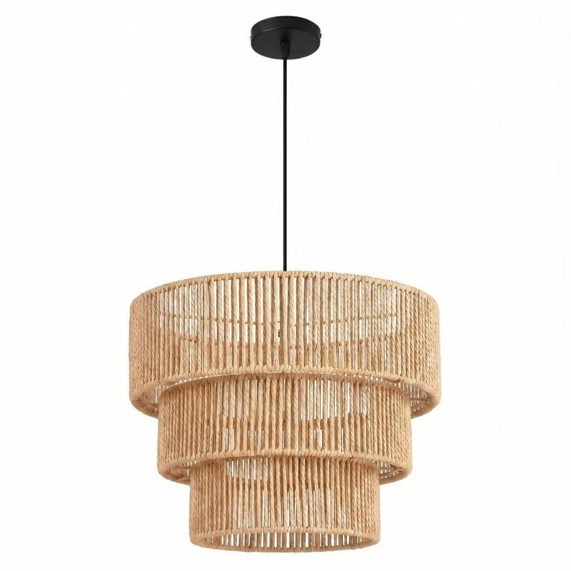 Handmade Hemp Rope Chandeliers Detachable Three-layer 30cm Diameter For Ceiling Hanging Lights Pendant LED Fixture Art Decor