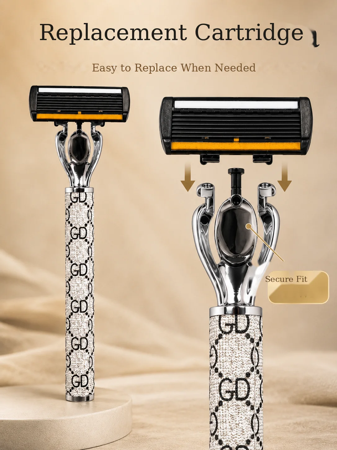 Silver-White Handle Electric Shaver 1 Razor + 12 Cartridges Included Men's Grooming Essential for Smooth Shave