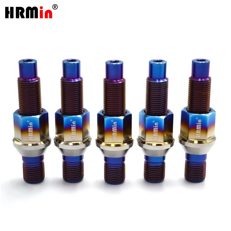 HRMin Rim stud kits Gr.5 titanium 20pcs wheel stud M14*1.5/1.25*78mm with 20pcs wheel nut M14*1.5/1.25*27mm for racing car