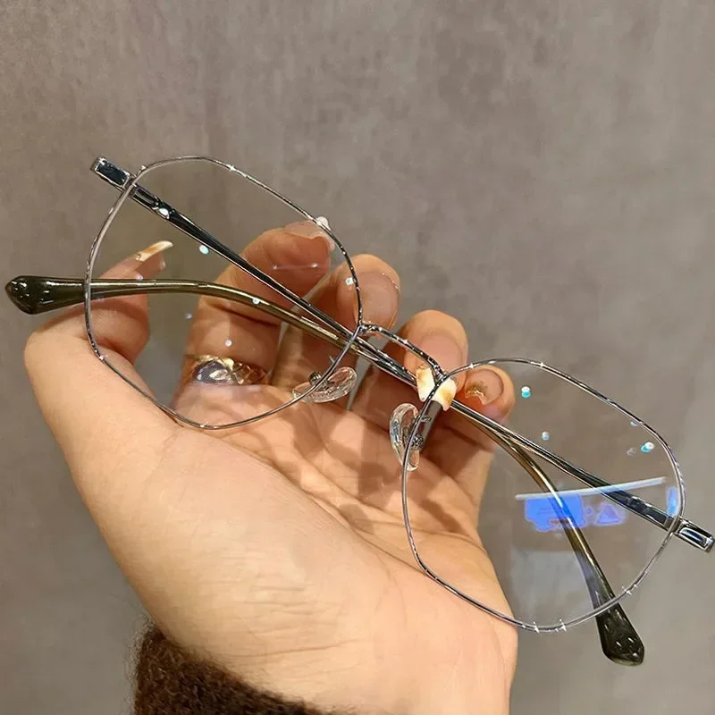 New Trendy Finished Blue Light Blocking Myopia Glasses Fashion Round Frame Prescription Near Sight Diopter Minus Eyewear-1.0-1.5