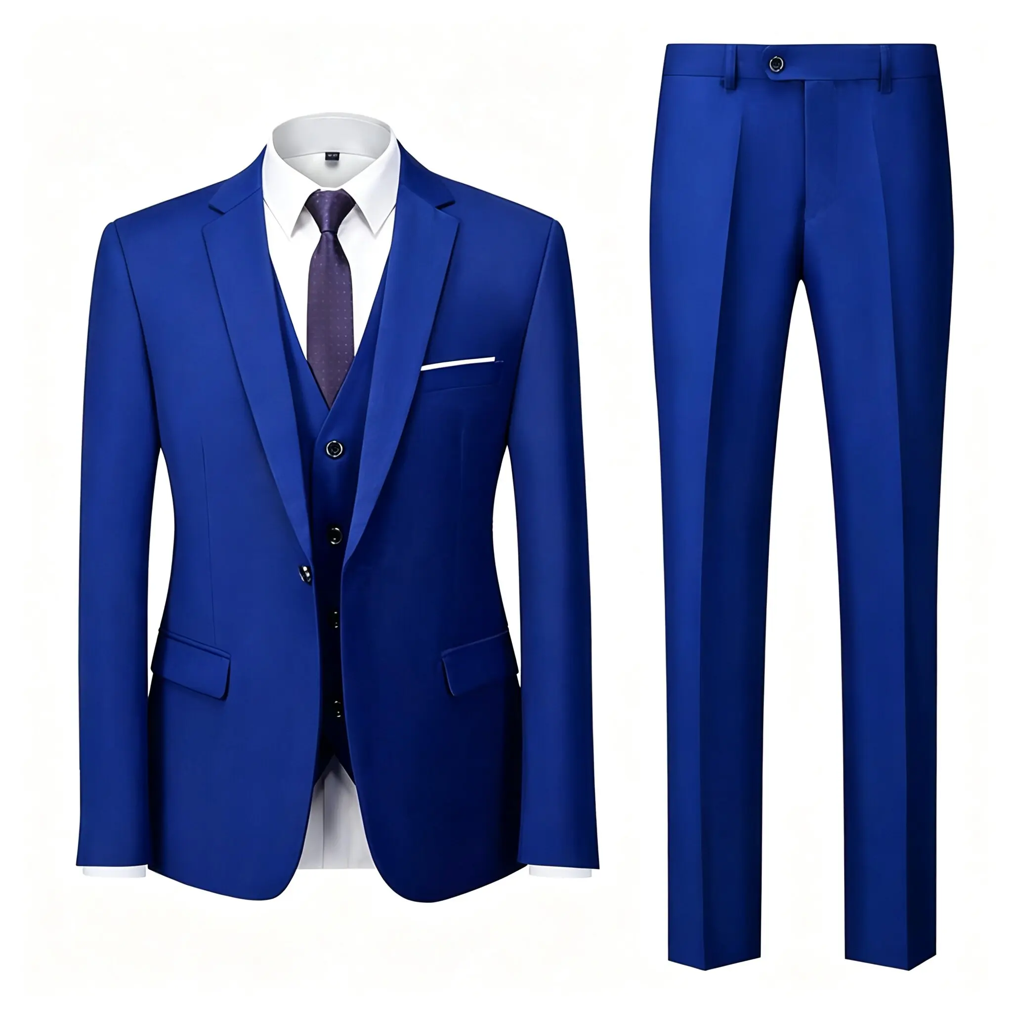 Boutique Solid Color Men's Official Business Suit Bride's Wedding Dress Party Male Suit ( Jacket + Vest + Pants )