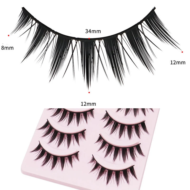 Meistverkaufte Make-up-Produkte: 5 Paar Natürliche Lange Cosplay-Kreuzstreifen-Wimpern, Schwarze Wimpern und Katzenaugen-Wimpern