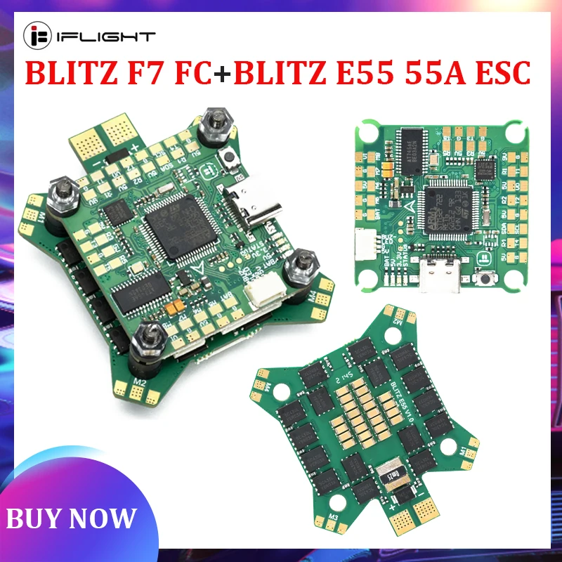 

IFlight BLITZ STM32 F722 F7 Flight Controller W/ BLITZ E55 55A 4-IN-1 ESC 2-6S DShot150/300/600/MultiShot/ OneShot for FPV Drone