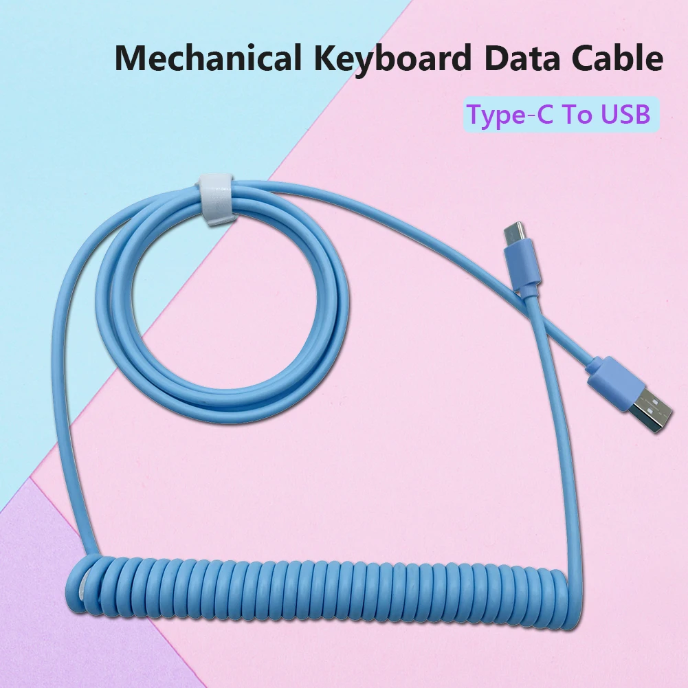 Mechanical Keyboard Data Cable Type-C to USB Coiled Spring Aviator Wire 1.5-3m