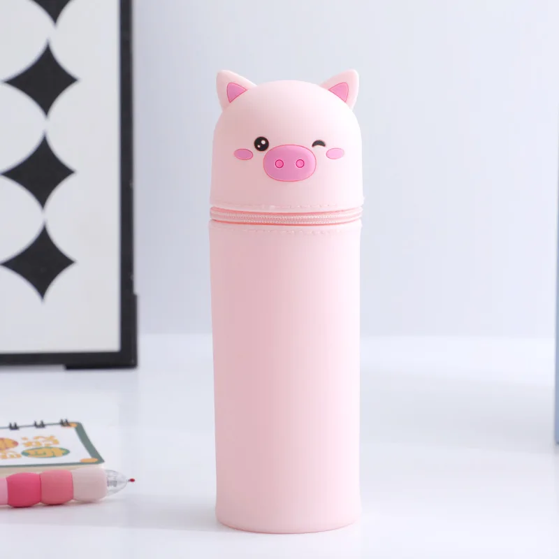 INS Cute Animal Cartoon Bear Pencil Case Soft Creative Pencil Pouch Big Capacity Retractable Stationery Box Student