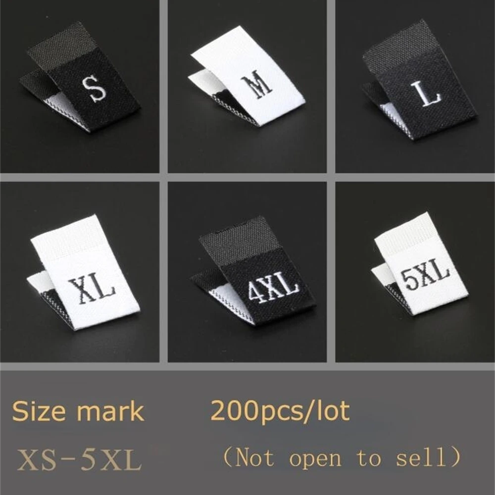 200pcs Clothes Clothing Size Label Sign Ultra High Density Double Cut Number Scale Code Mark Collar Side Tag