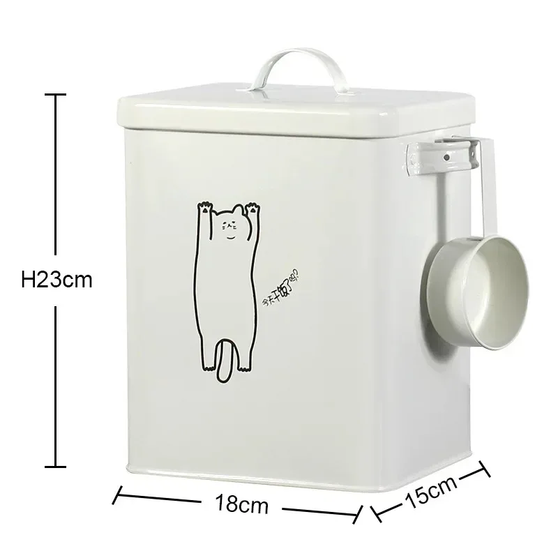 pet grain storage bucket is sealed and moisture-proof, and cat and dog snacks are freeze-dried and stored in an iron bucket.