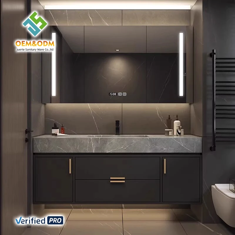 Hot-Selling Dressing Table Set Includes Desk Cabinet Panel Mirror Sink Faucet for Bedroom Rock Bathroom Vanities - view 3