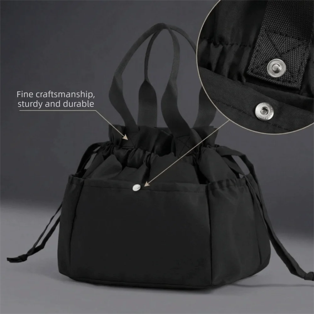 Thickened Drawstring Lunch Box Bag Multi-Pocket Design Hand Carrying Insulated Bag Easy To Clean Large Capacity