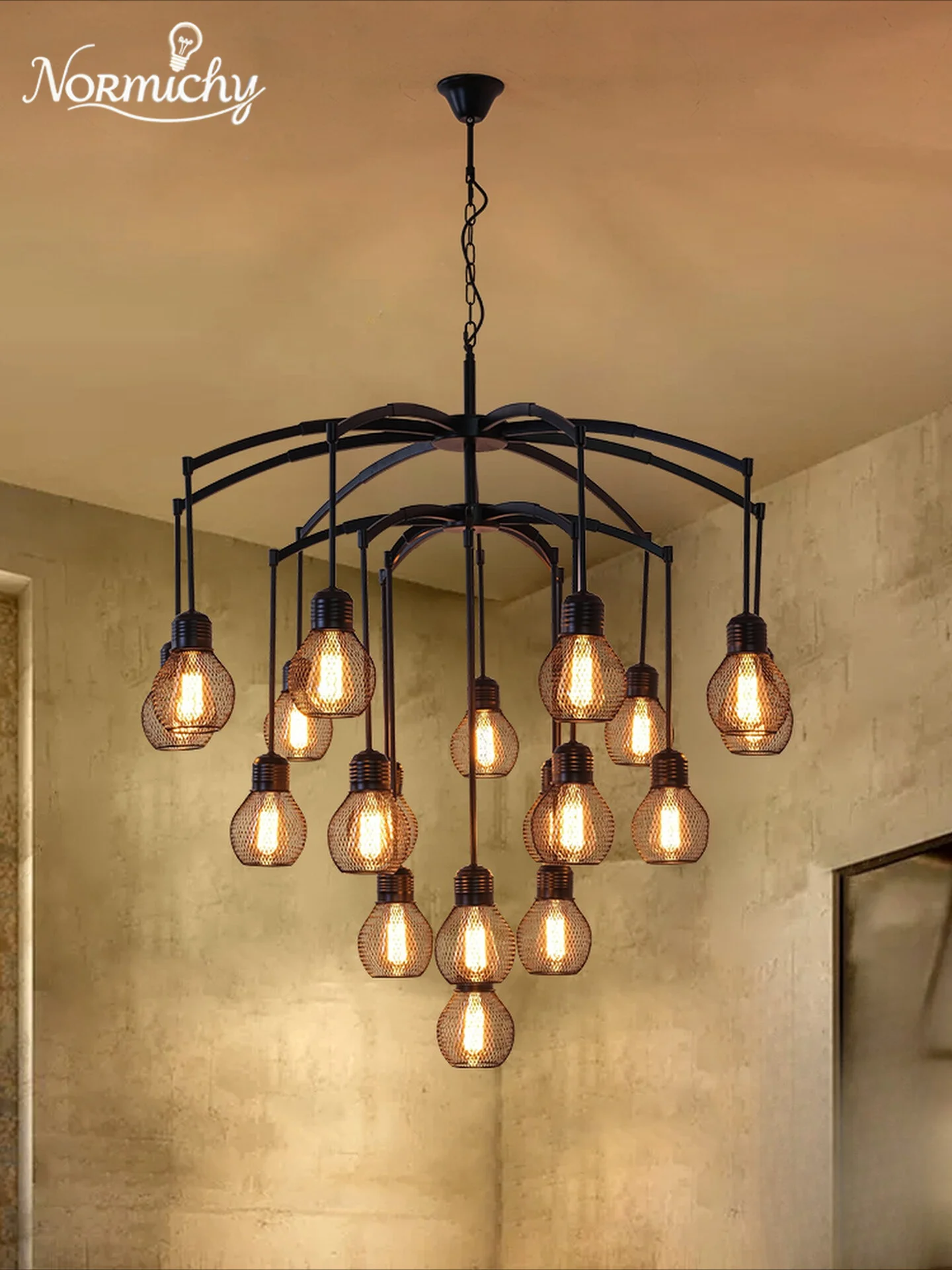 American Retro Industrial Dining Living Room Store Restaurant Room Duplex Staircase Light Loft Pendant Lamp Home Changeable