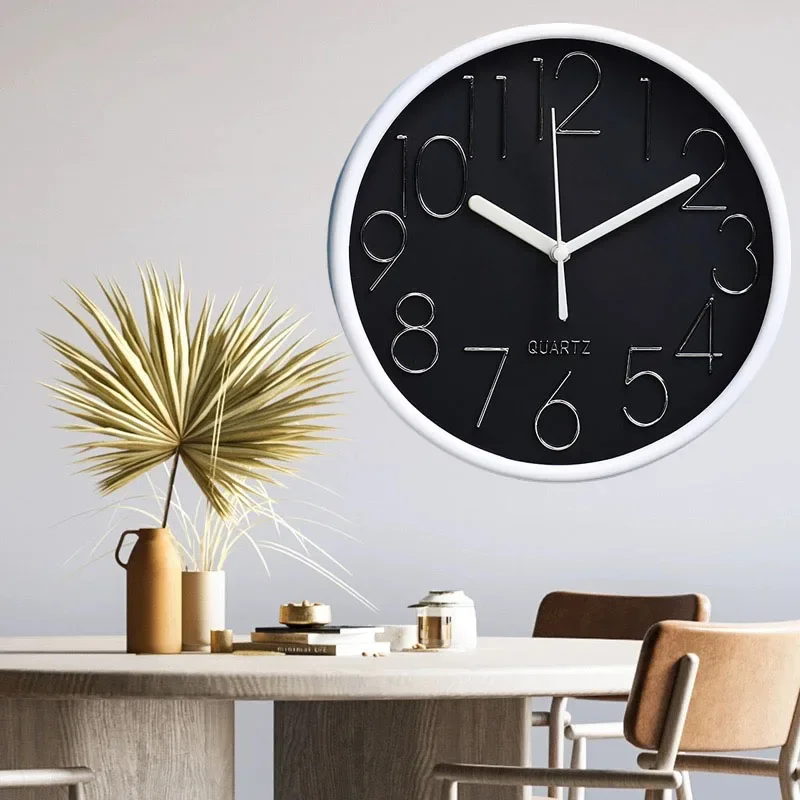 ساعة حائط مستديرة صامتة ، تعمل بالبطارية ، غرفة المعيشة ، المنزل ، غرفة النوم ، المطبخ ، 8 بوصة