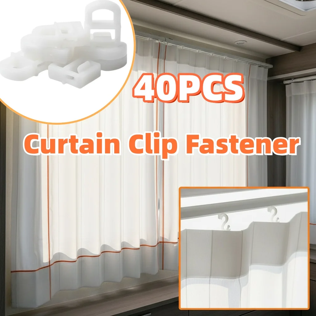 40PCS RV Curtain Straight Pulley Buckle Rings Rivet Buckle Plastic Rv Interior Fasteners Clip For Car Caravan Motorhome Truck